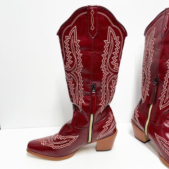Women’s Red Cowboy Boots Western Cowgirl size EU 38 women’s 7.5 - Picture 5 of 11